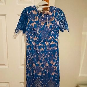 Blue lace midi dress